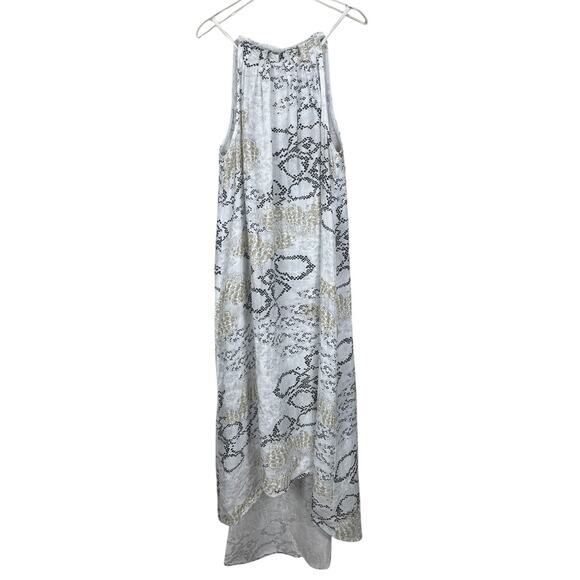 Made In Italy 100% Linen Maxi Dress Boho Vacation Beach Resort Neutral Size M/L - Picture 2 of 15